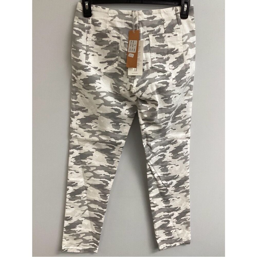 Suzy D London Gray Camo Pants Made in Italy Stretch Cotton Size L